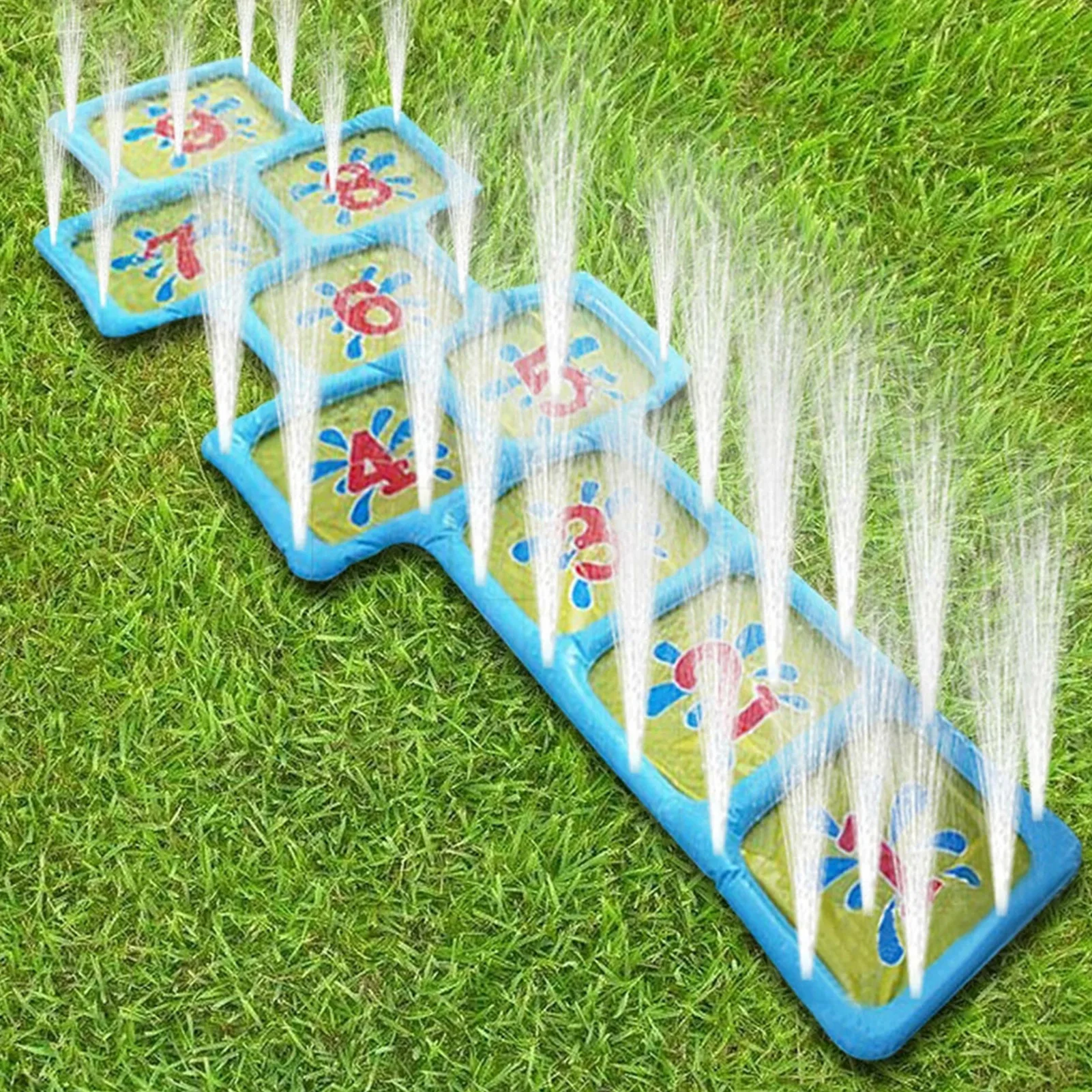 Inflatable Water Spray Number Pad Summer Children Kids Outdoor Inflatable Pool Pad Beach Lawn Play Water Spray Square Grid Mat