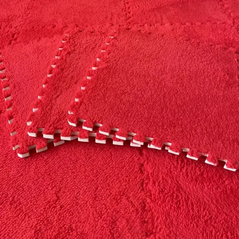NONE 4/12 Stück Plüsch-Puzzle-Schaum-Bodenmatte, weich, flauschig, ineinandergreifend, quadratische Schaumstofffliesen, Teppiche für Wohnzimmer, Schlafzimmer, Dekoration 7