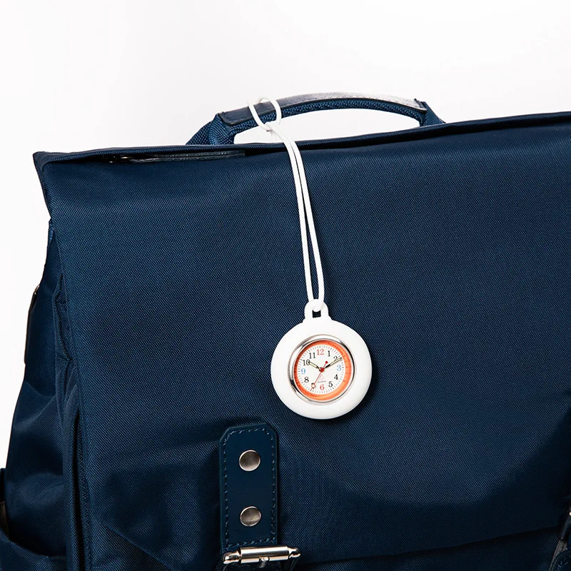 New Style White Simple Border Retro Pointer Quartz Movement Pocket Watch Multifunctional Hiking Backpack Bag Charm Quartz Watch