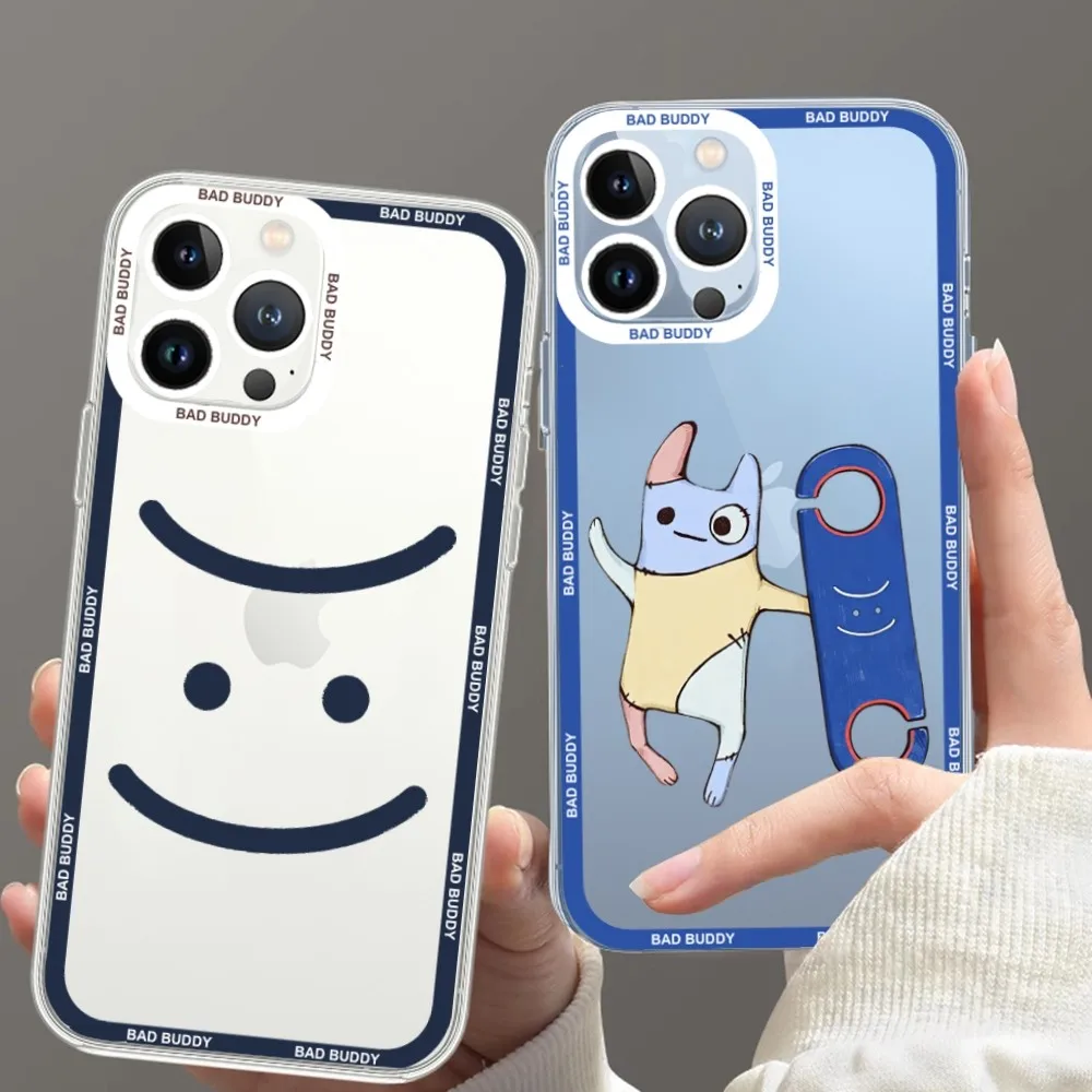 Чехол для телефона Bad Buddy для iPhone 11 12 Mini 13 14 Pro Max с прозрачным корпусом
