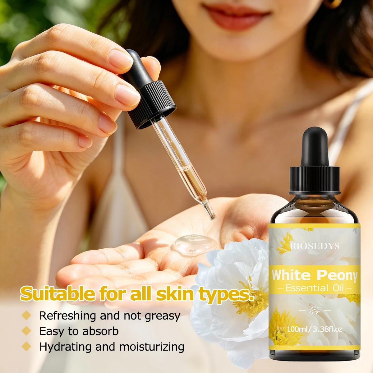 100ml WHITE PEONY ESSENTIAL OIL Suitable for massage and skincare, deeply nourishes and moisturizes, and improves skin condition