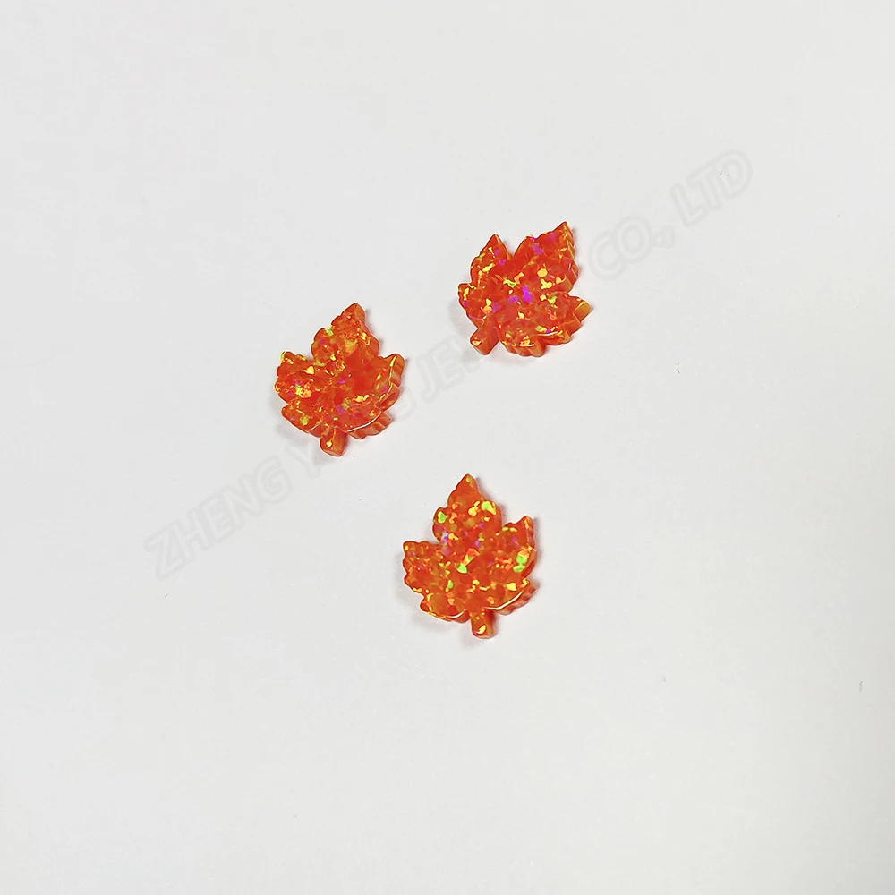 

1/50pcs Maple Leaf Beads for Sale 12mm Synthetic Opal Beads Maple Leaf Charms Bulk