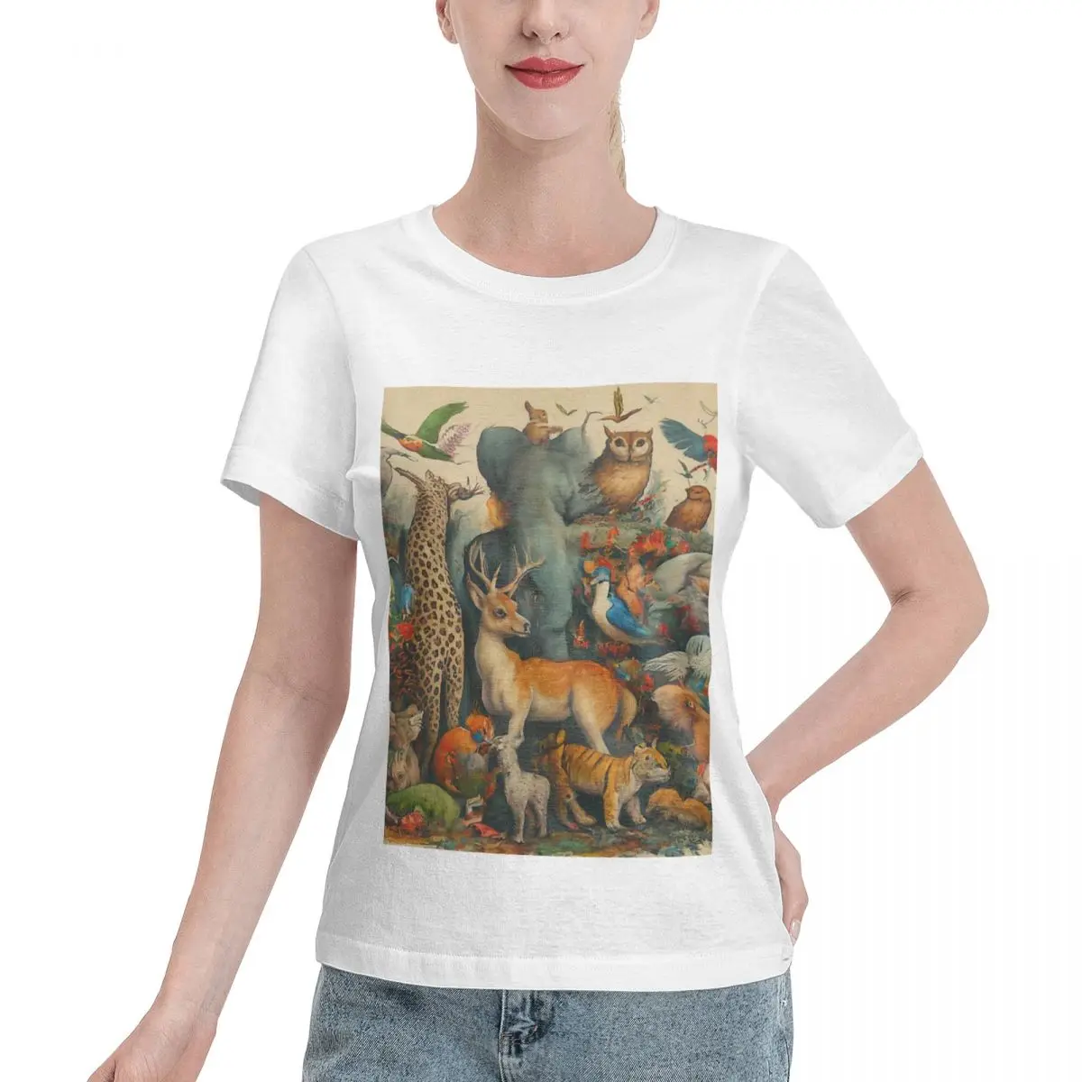 Popular On Social Cute Little Animals Kingdom Art Women's T-shirt Vintage Retro Female Casual Tshirt