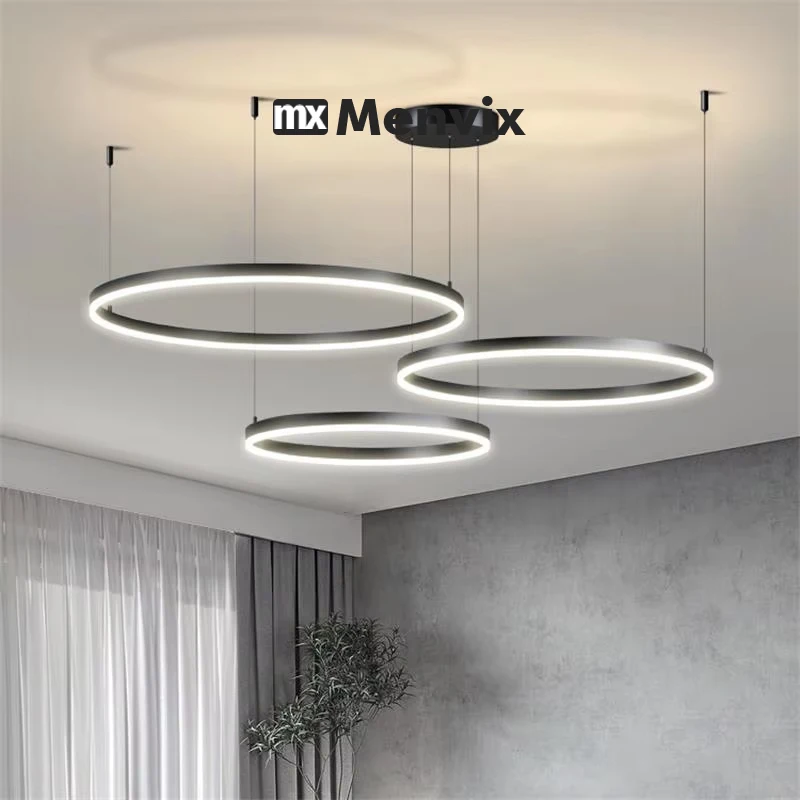 Modern LED Circle Ceiling Chandelier Lustre Lamp Indoor Lighting For Living Room Study Bedroom Lamps Round Rings Home Decoration
