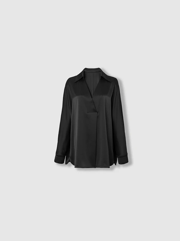 

plus Size Women's Shirt Elegant V-neck Acetate Spring Summer Heavyweight Casual Fashion Ladylike Loose Fit Long Sleeve