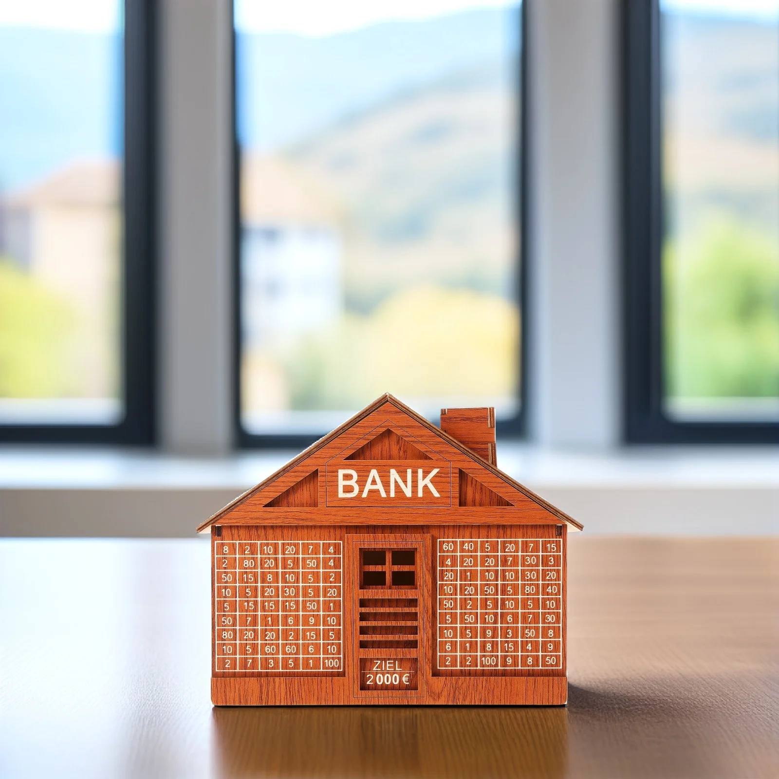 Wooden Piggy Bank Money Saving Box With Savings Targets House Shaped Design Adult Large Unique Coin Bank For Bedroom Living