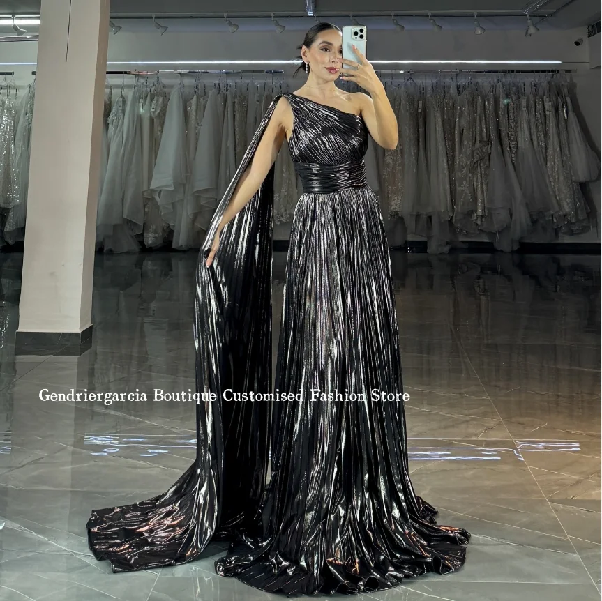 فستان حفلة موسيقية طويل أسود فاخر مثير بكتف واحد مع قطار ثقيل مناسبة خاصة للحفلات العربية مخصص فساتين سيهر #1