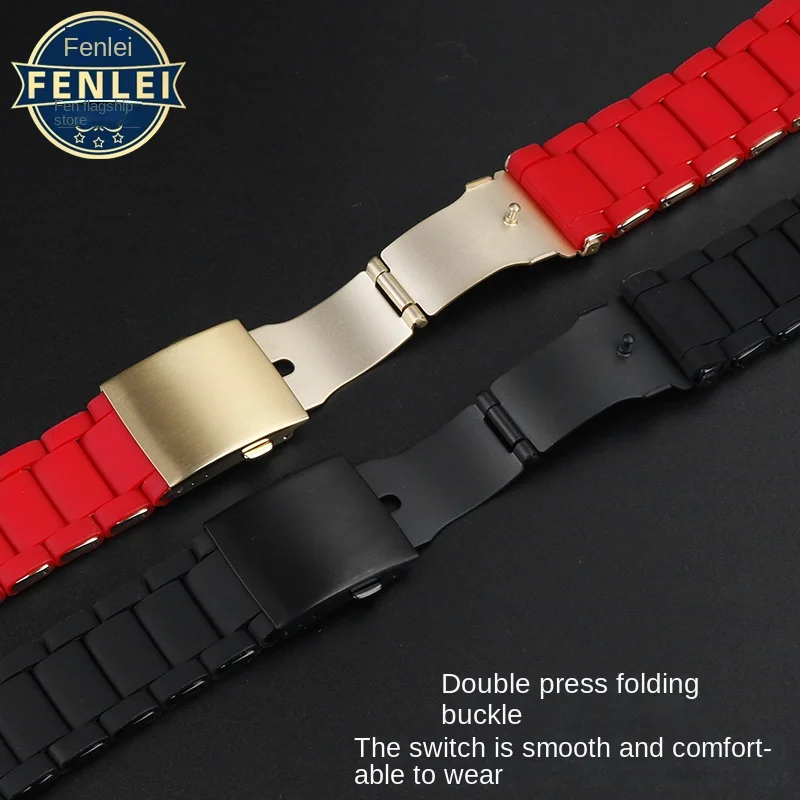 حزام ساعة من السيليكون المطاطي لكاسيو ، حزام من الفولاذ المقاوم للصدأ ، سوار ، ديزل ، DZ7370 ، DZ7396 ، DZ428 ، 24 ، 26 ، 28