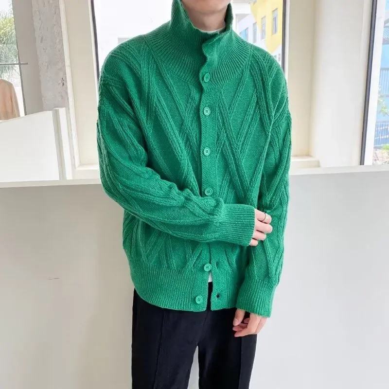 الياقة المدورة سترة الرجال الخريف الشتاء سميكة فضفاضة بلون سترة سترة دون الطقس الحار #2