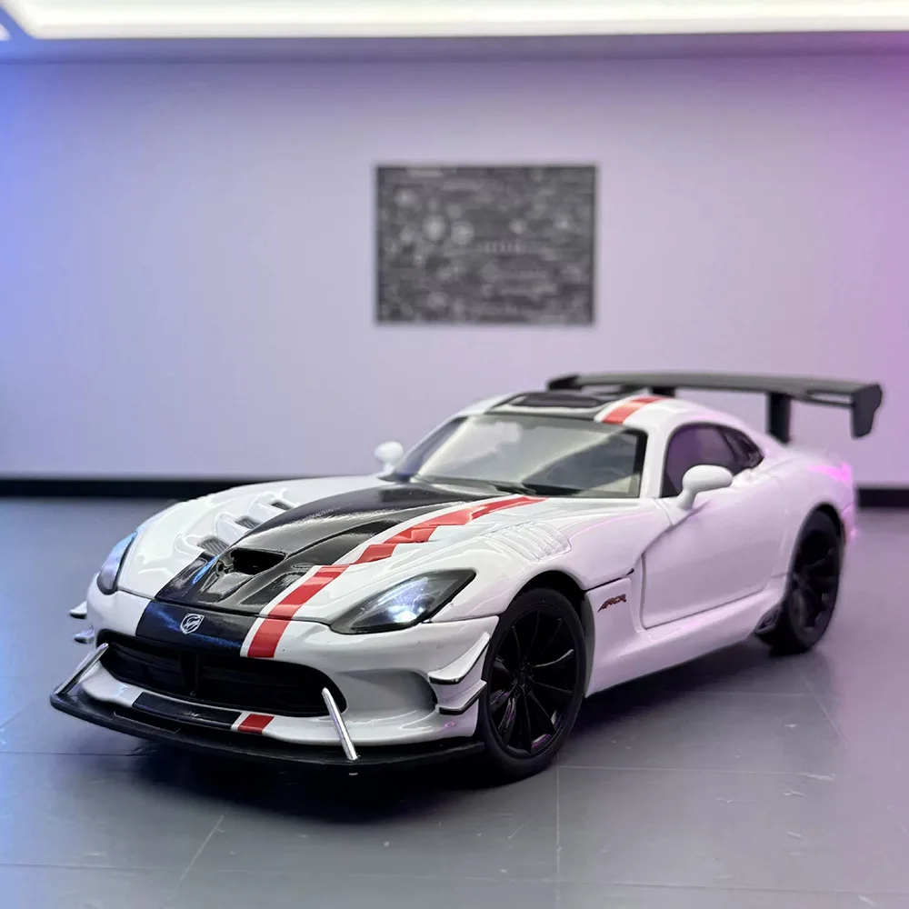 1:24 فايبر تشالينجر Str Hellcat نموذج اللعب دييكاست سبيكة سيارة الجبهة عجلة القيادة ضوء الصوت التراجع مركبة شعبية الحاضر