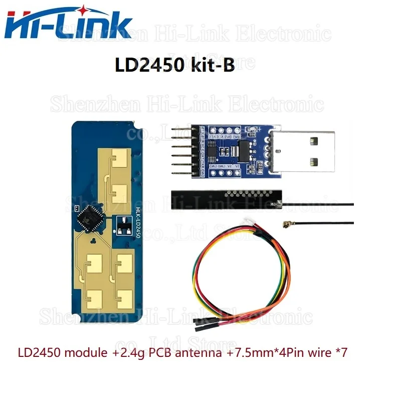 Kostenloser Versand 24G HLK-LD2450 Erfassungsreichweite 8M Bewegungsverfolgung Radar-Sensormodul MM-Welle Smart Home