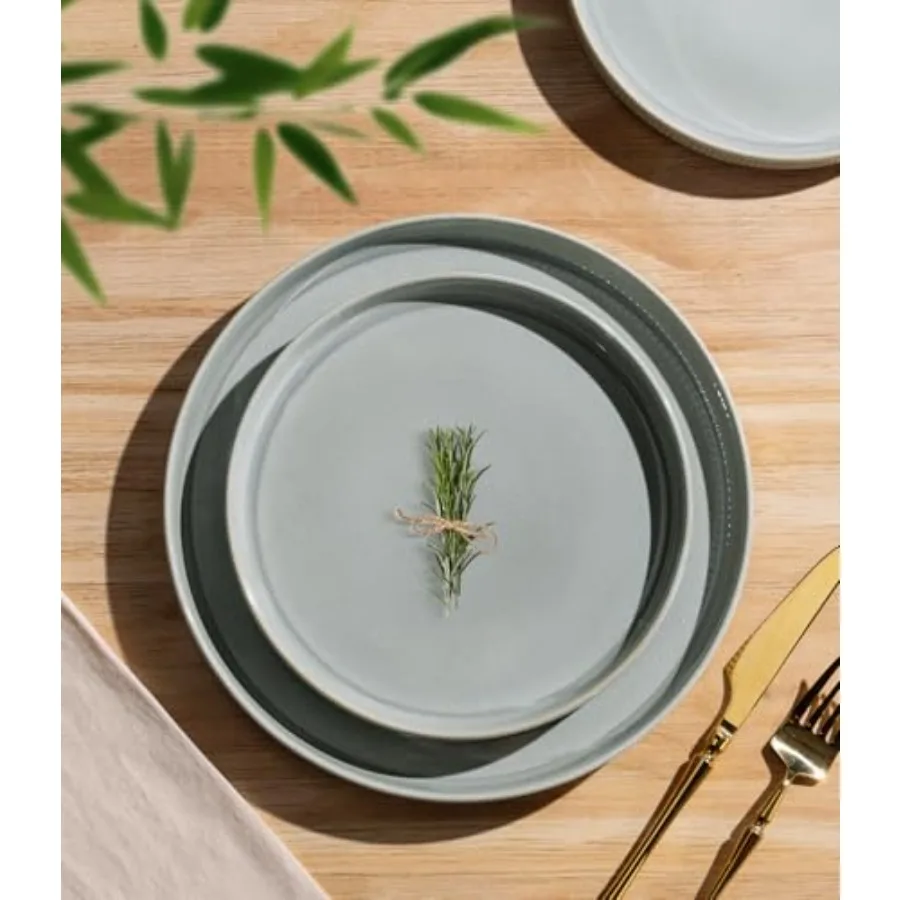 Conjuntos de louça de cerâmica para 4 12 peças de porcelana leve pratos e tigelas conjuntos resistente a riscos prato forno microondas d