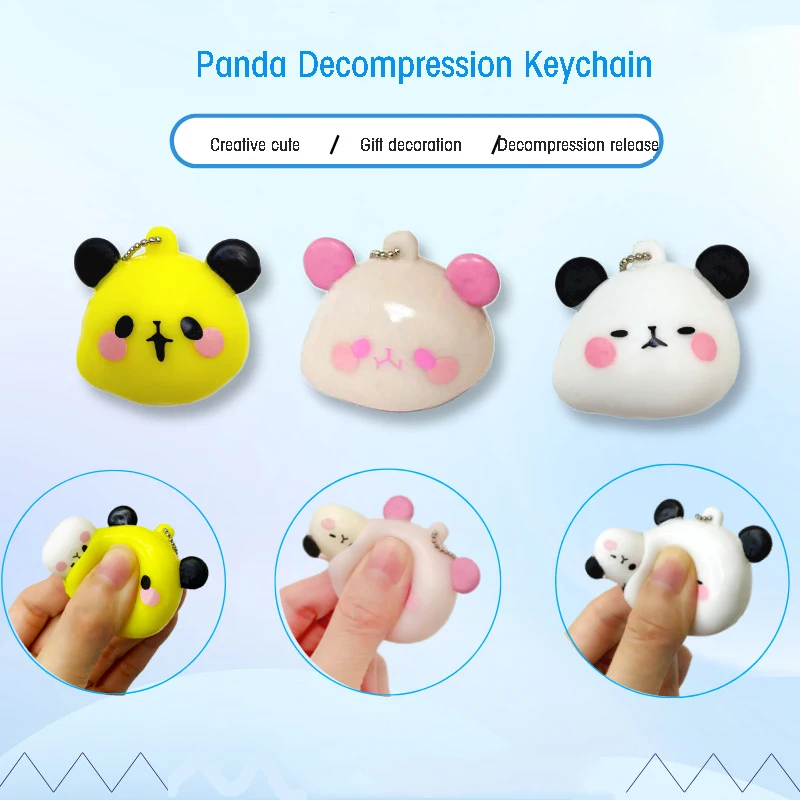 Llavero de juguete antiestrés de panda Kawaii, suave y adhesivo, creativo y único, para colección, manualidades, regalo para niña, colgante decorativo