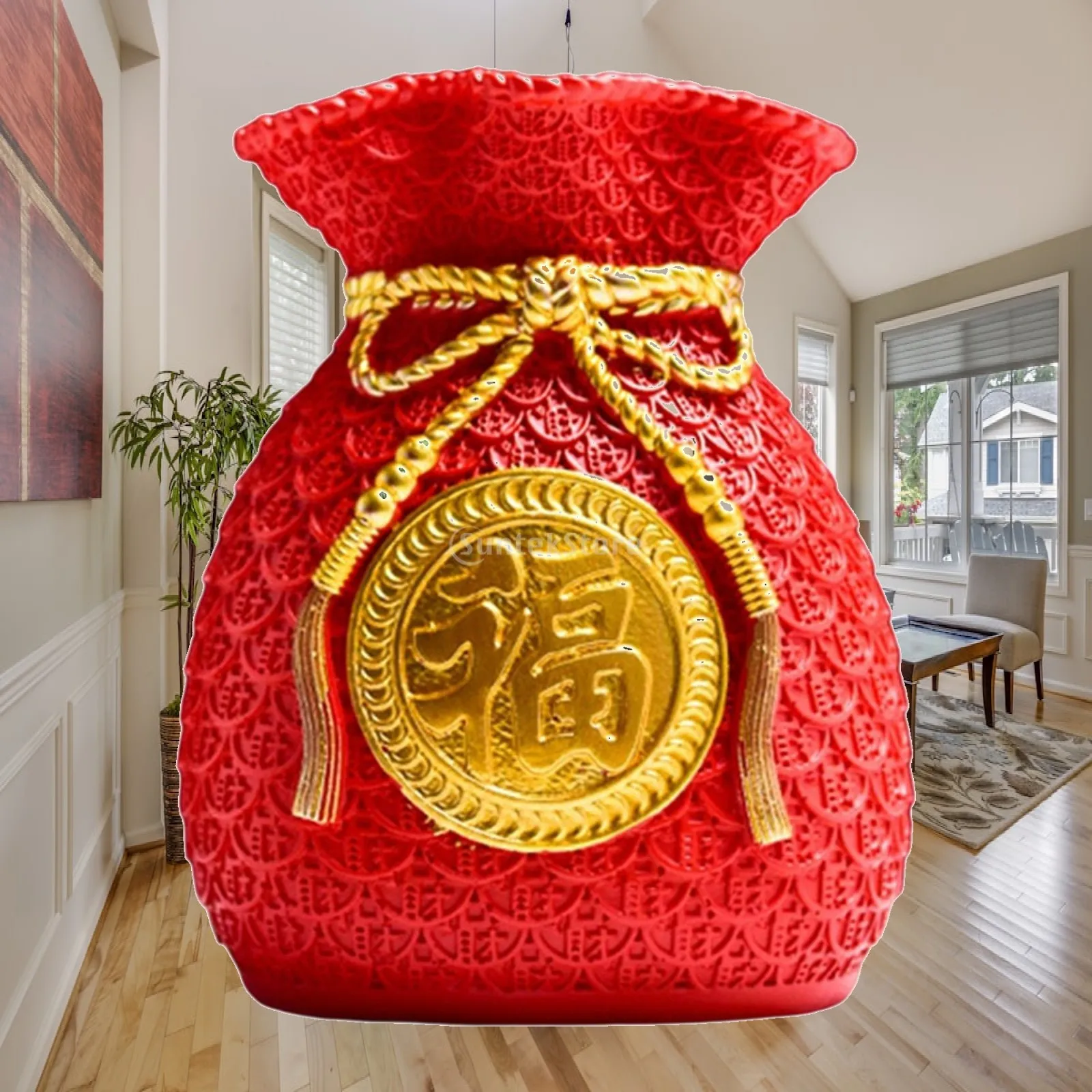 Shape Flower Vase ,Feng Shui Wealth Luck Holder ,Creative Art Crafts Money for Home, Living Room, Party Ornament
