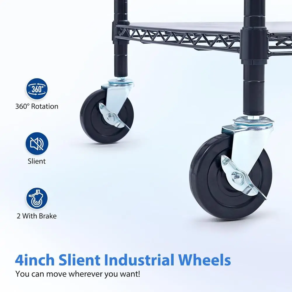 عربة أدوات شديدة التحمل مكونة من 3 طبقات بسعة 1350 رطلاً، 24 × 45 × 39، عربة معدنية معتمدة من NSF للمرآب والمطبخ والمستودعات