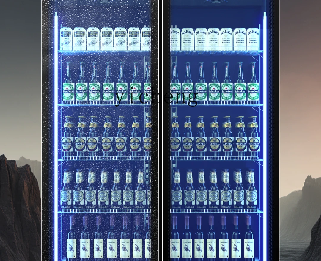 ZML Refrigerated Display Cabinet Beverage Cabinet Vertical Refrigerator Double Door Commercial Beer Freezer