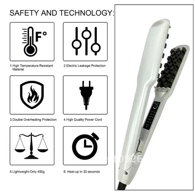 Straightener Volumizing Hair Iron หวีมืออาชีพเพิ่มปริมาณผมผม Fluffy Fluffy Perm Straightener เตารีดแบนข้าวโพด