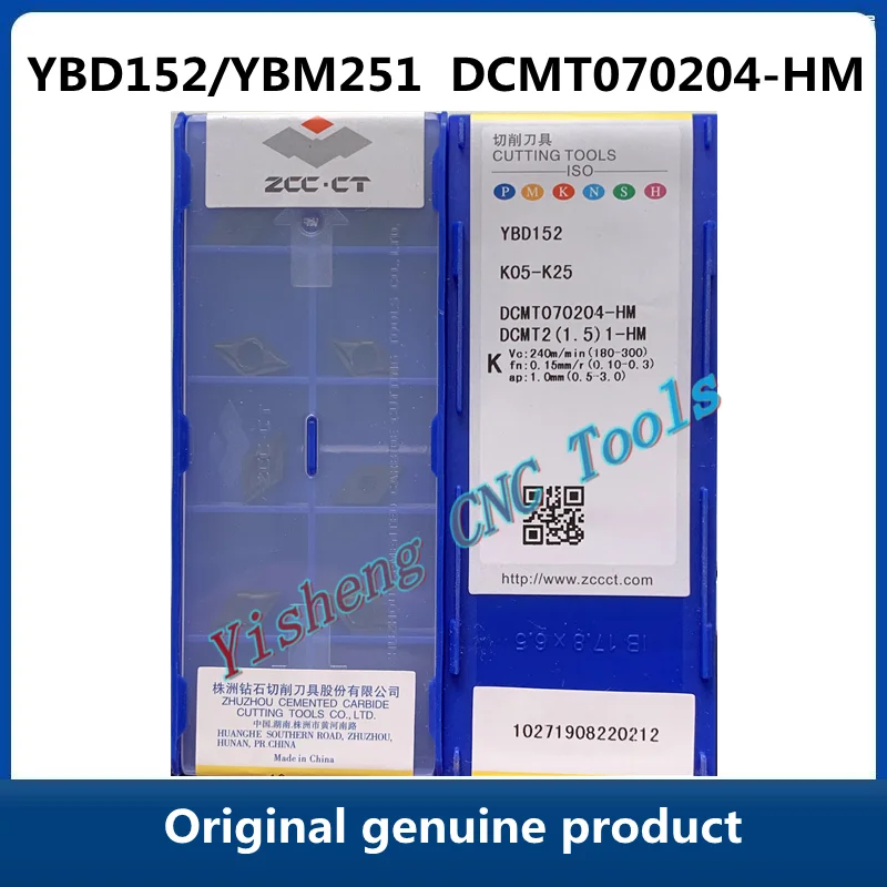 Original ZCC CT YBD152 DCMT070204-HM YBM251 YBC251 YBC252 YBG202 YBC152  10pcs Turning Inserts Free Shipping