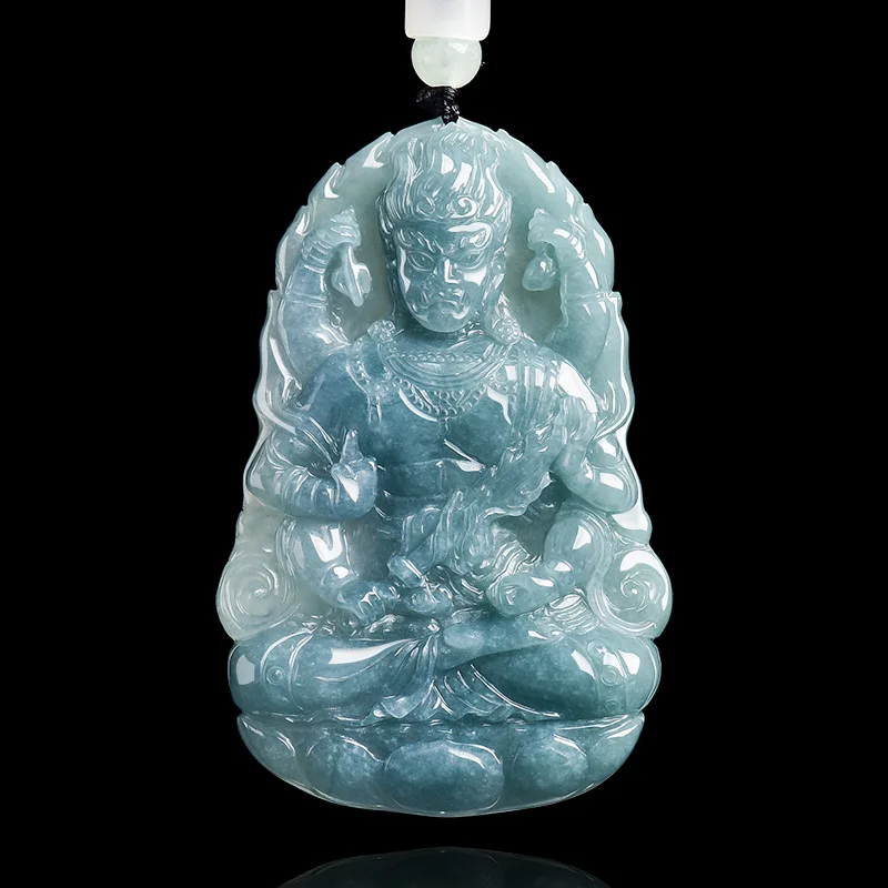 

S Myanmar Jadeite Bodhisattva Pendant Necklace Carved Amulet Burmese Jade Designer Luxury Talismans Charm Fashion Accessories