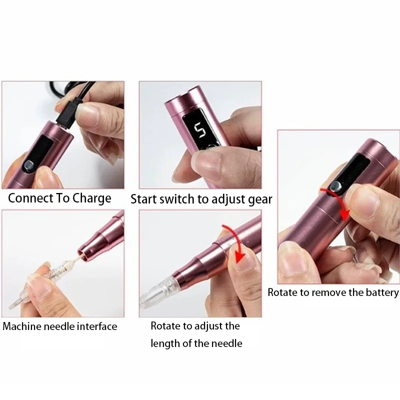 Wireless PMU Machine Tattoo Pen Kit Professional Microshading Machine Supplies Device for Permanent Makeup Shading Lips Eyebrow