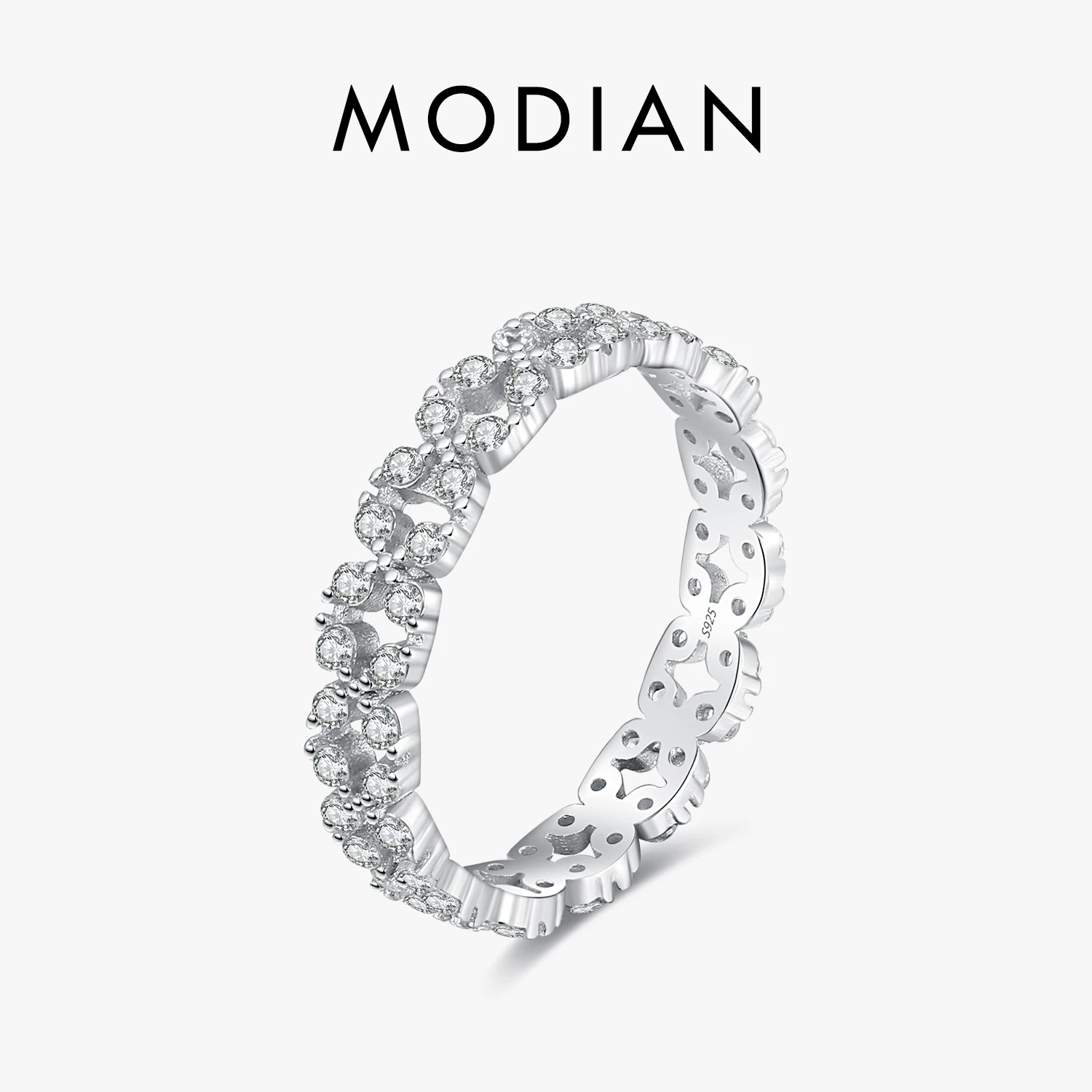 

Modian Solid 925 Sterling Silver Stackable Flower Clear CZ Finger Rings For Women Fashion Fine Jewelry 2024 New Accessories