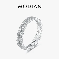 Modian Solid 925 Sterling Silver Stackable Flower Clear CZ Finger Rings For Women Fashion Fine Jewelry 2024 New Accessories