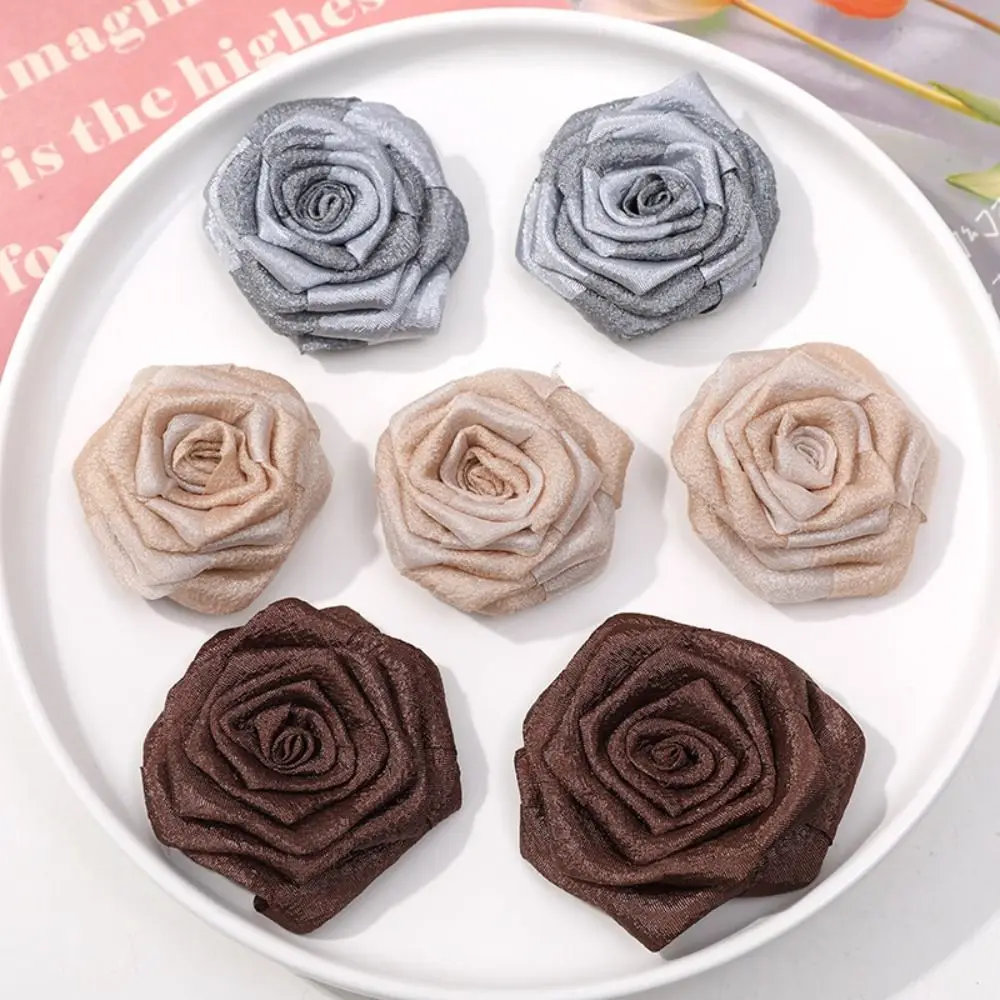 

6PCS Brooch 3D Flower Patches Artificial Rose Multilayer Cloth Patch DIY Crafts Handmade Cloth Applique DIY