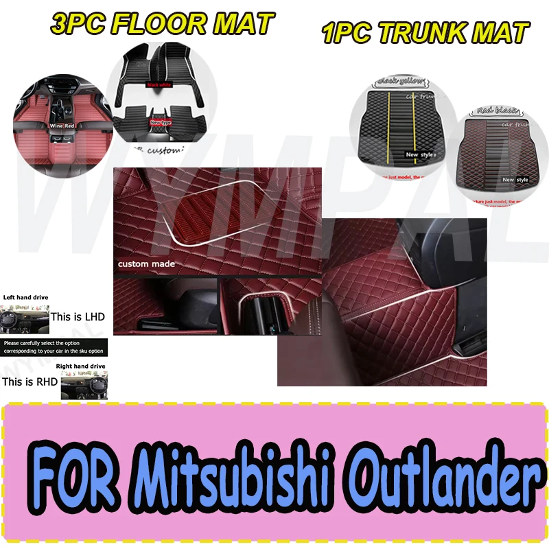 

LUXURY Non-hybrid Vehicle Car Floor Mat For Mitsubishi Outlander cGM 2022 2023 5seat Leather Pads Floor Mat