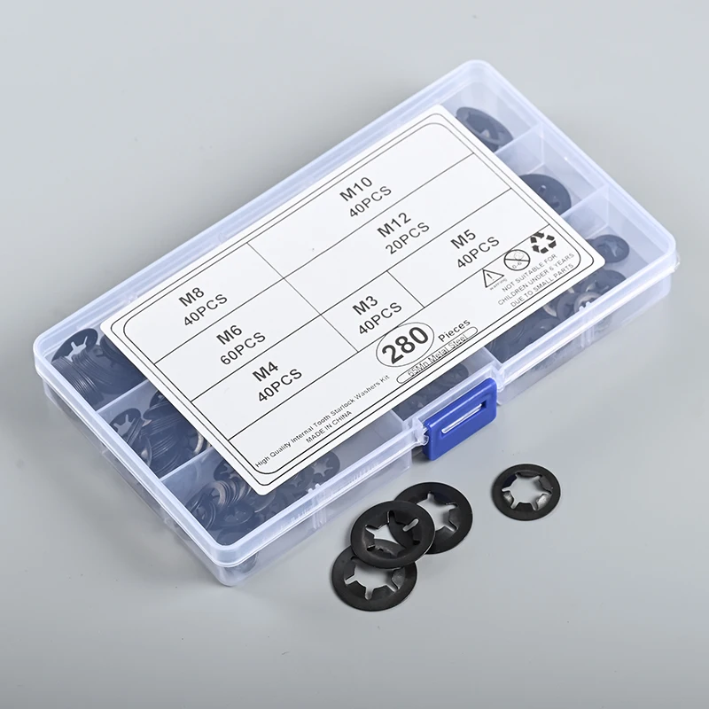 

280Pcs Plum Blossom Hole Retaining Ring Bearing Clip, 65Mn Steel Plum-Shaped Bearing Retaining Clip Set for ￠3-12