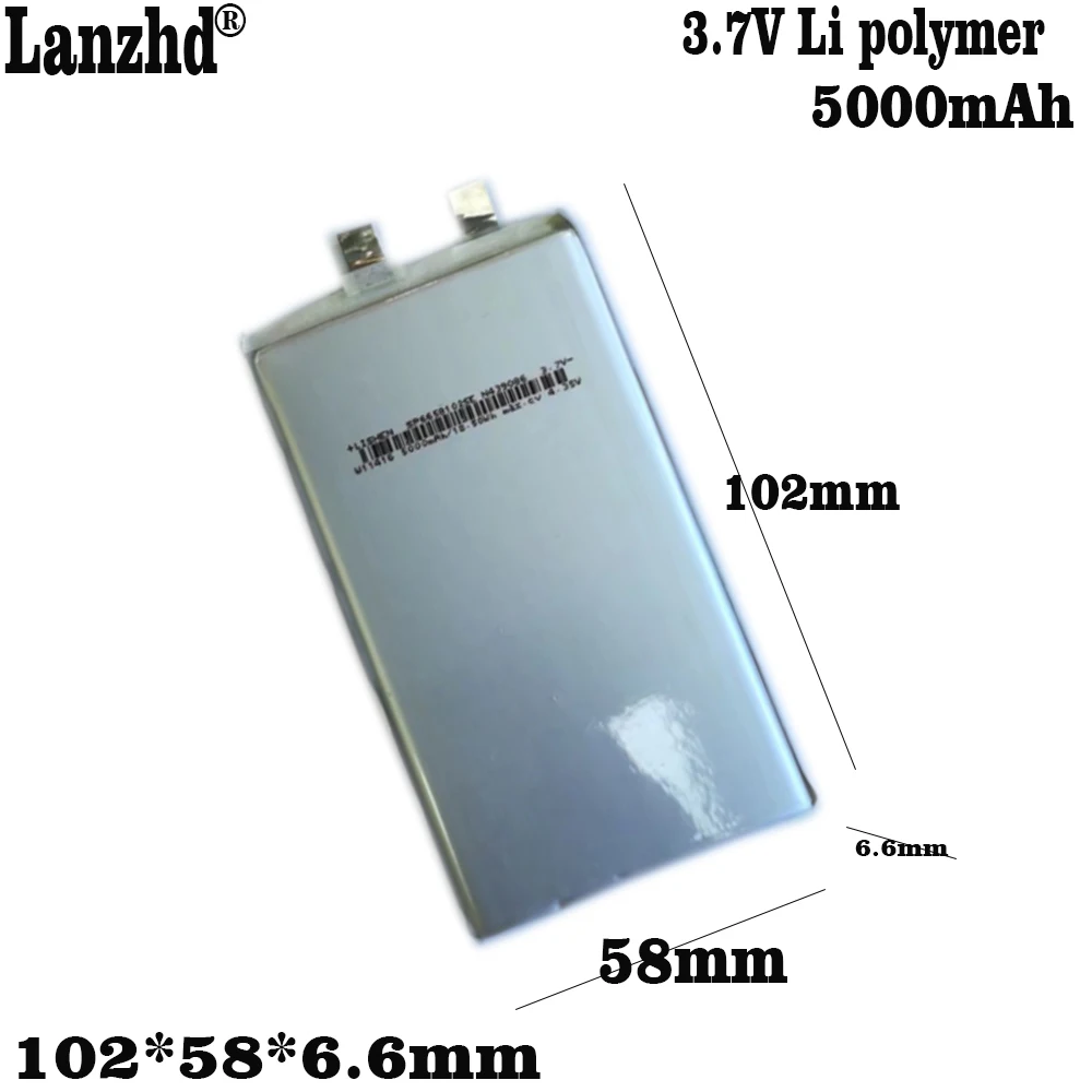 3.7V 5000mAh Rechargeable Polymer Lithium Li Lipo Battery 6658102 For PSP GPS ipod PAD MID Portable Power Bank Tablet PC