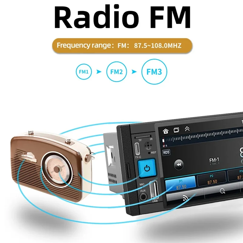 Bluetooth-Enabled Car Radio With Carplay And Android Auto, 1DIN MP5 Player With FM Receiver For Entertainment On The Go-N35R