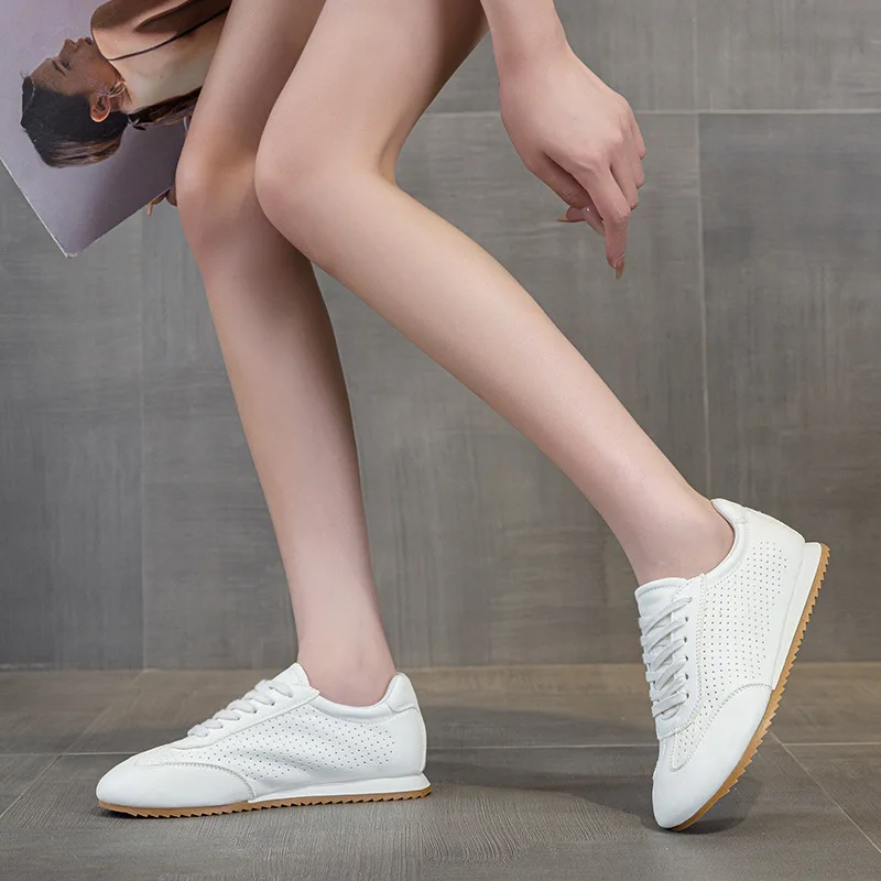 أحذية الجري الرياضية جلد البقر طبقة اصبع القدم سميكة الارتفاع زيادة تنوعا تنفس أحذية النساء عادية مجلس مريح #5