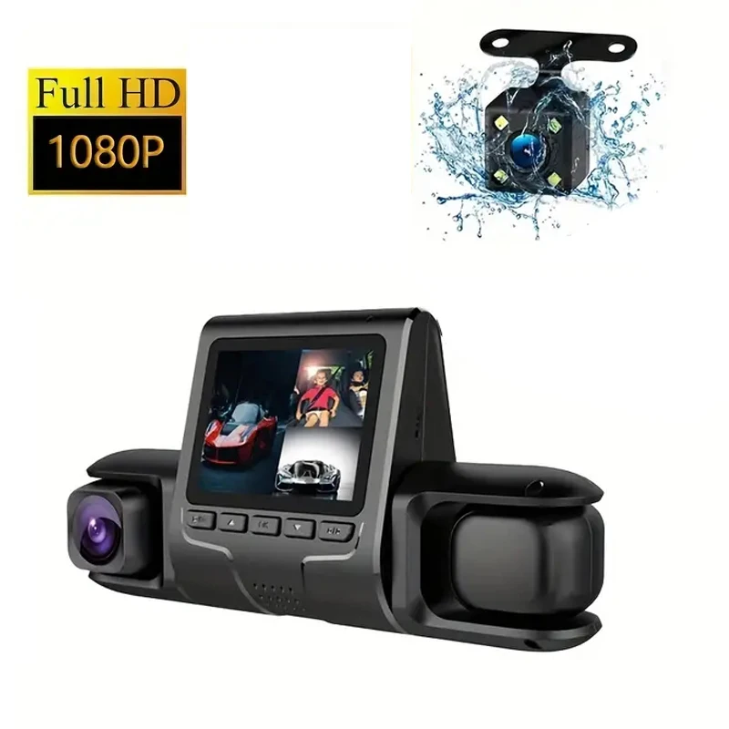 

1080P Triple Lens Car Dash Cam Dashcam Front Inside & Rear HD Car DVR 120° Angle Loop Recording Gravity Sensor