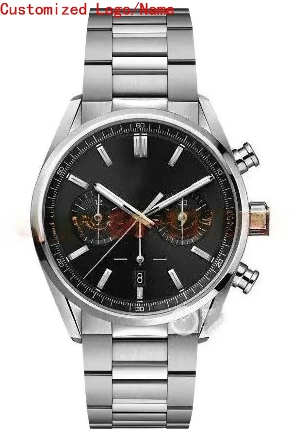 

New Fashion Men Quartz Chronograph Watches Fashion VK63 Wristwatch Sapphire Stainless Steel Black Blue White Leather Customized