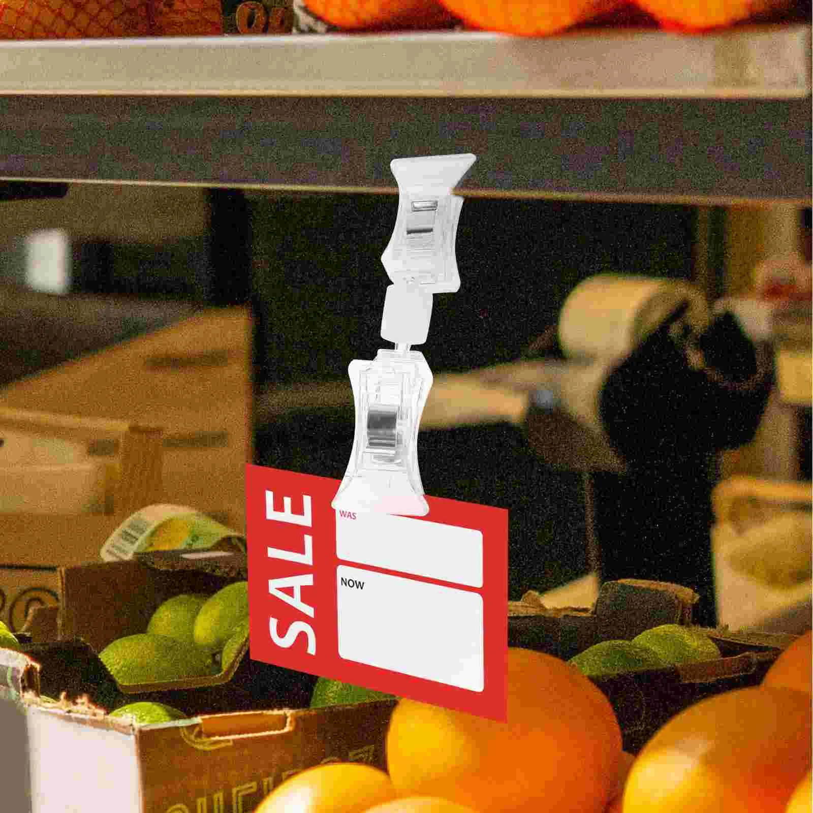 Imagem -02 - Double-headed Plastic Sign Clips para Publicidade Acrílico Bracket Label Tag Price Display 900x210x210cm Clear Sign Clips 10 Pcs