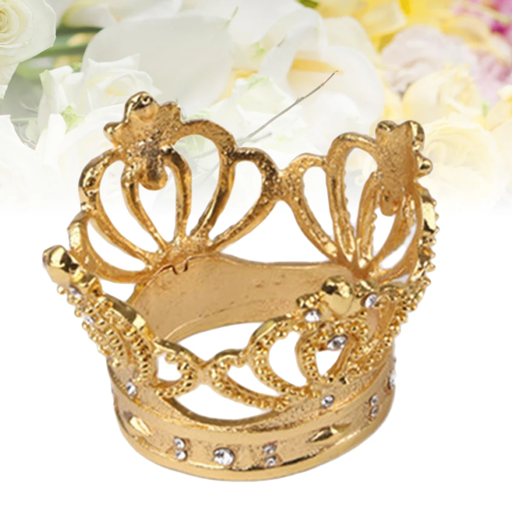 

1 pc Alloy Diamond Crown Napkin Ring Golden Elegant Serviette Buckle For Wedding Party Hotel Decoration Crown Napkin Holder