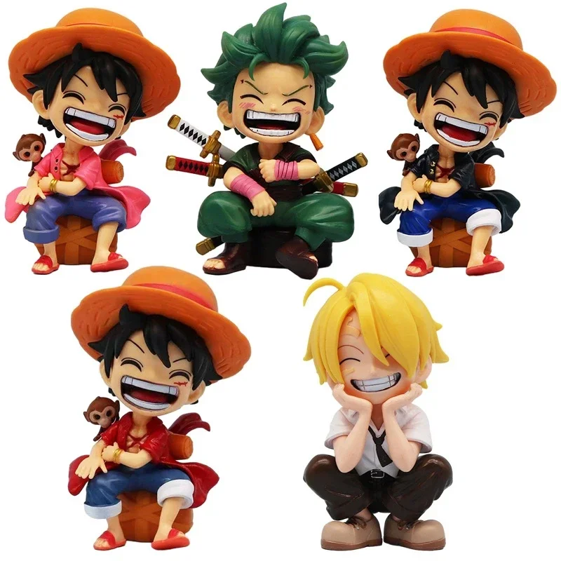 

13cm Anime One Piece Q Version Sanji Luffy Roronoa Zoro Sitting Posture PVC Action Figure Collectible Model Toy