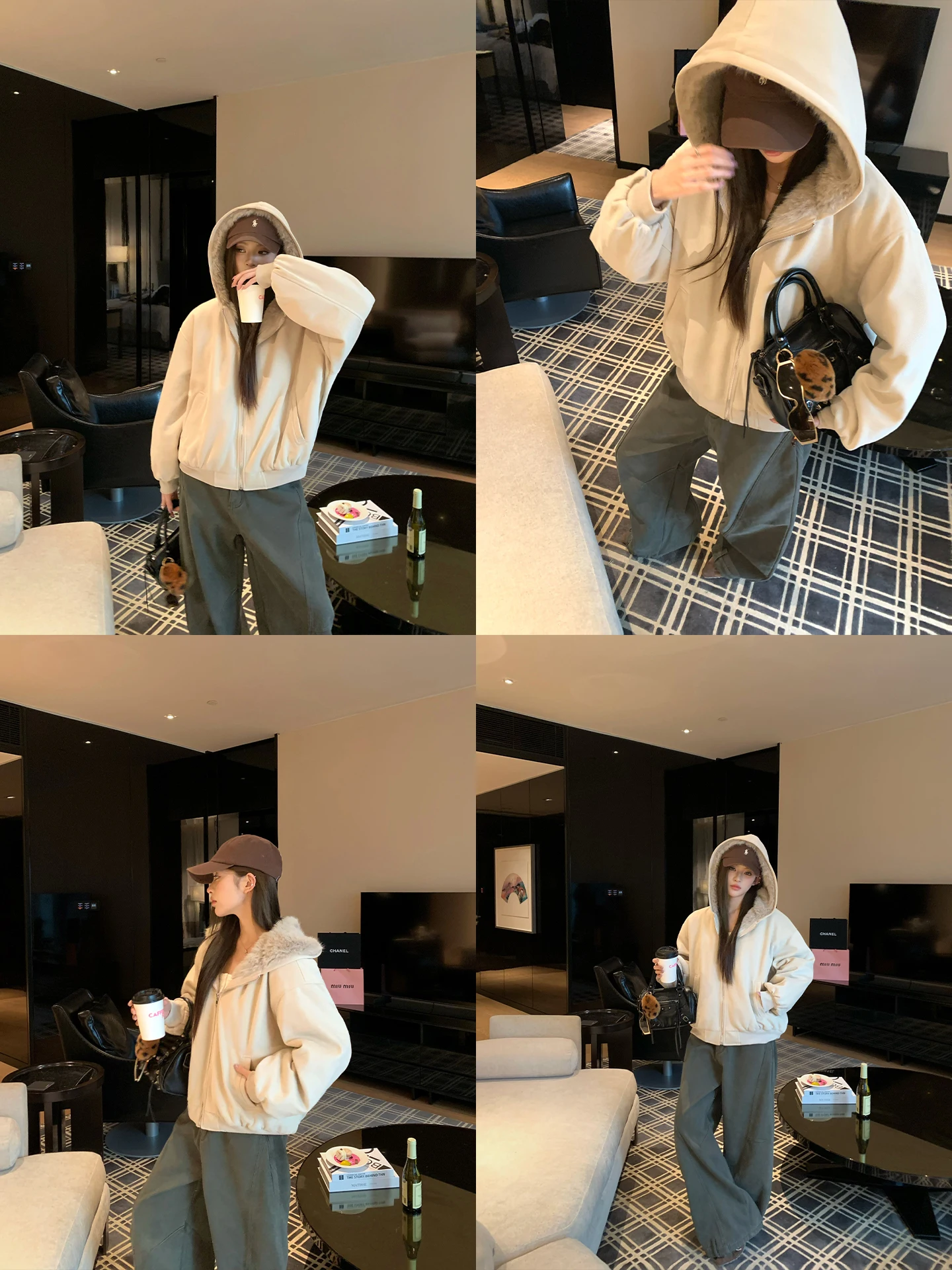 

Женская куртка из искусственного кроличьего меха с капюшоном, на флисовой подкладке, теплая, повседневная, свободного кроя, с длинными рукавами, на молнии