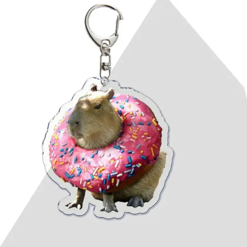 1Pc Adorkable Fun Capybara Acrylic Meme Keychain Deco Creative Cute Animal Boys Girls Backpack Zipper Mobile Phone Case Pendant