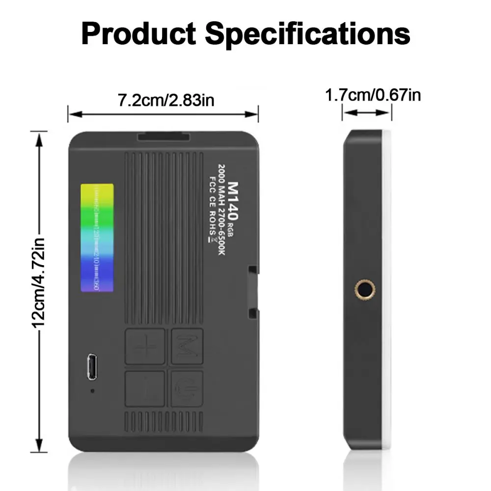 Led Light Photography M140 RGB Video Light Selfie Photo Studio Lighting 2000mAh High Endurance Battery for Camera Phone