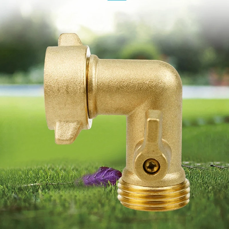 Copper 90 Degree Hose Elbow Adapter With Shut-Off Valve For Garden Hose 3/4 Inch US Connection