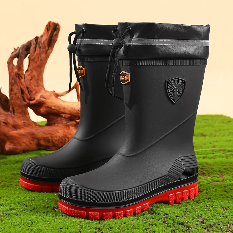 Bottes de pluie en plein air pour hommes, chaussures d'eau de pêche de randonnée en Y, bottes de rinçage de travail de chef anti-aldes, chaussures imperméables à la mode