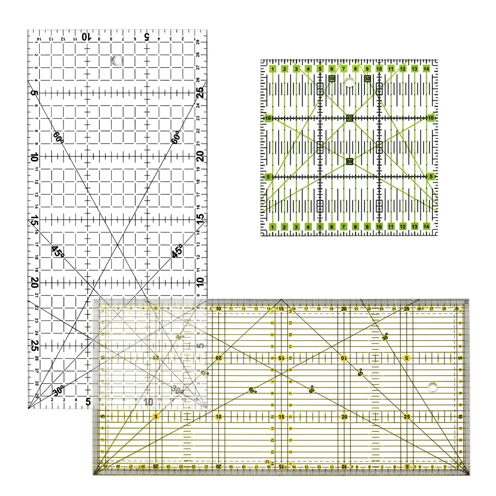15*15 cm, 30*15 cm Patchwork Ruler - Set of Quilting Tools - High-Quality Acrylic Material - Transparent Ruler - School Supplies