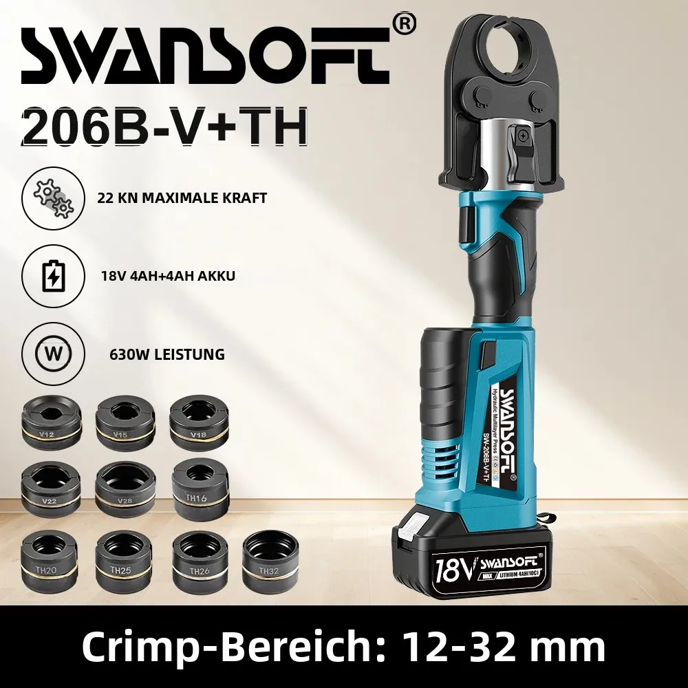 SWANSOFT Elektrische Rohrpresswerkzeug-Ersatzformen (TH16, TH20, TH26, TH32), (V12, V15, V18, V22, V28) 22KN Pressbacken für Kupferrohre, Aluminiumrohre, Edelstahlrohre und PVC-Schläuche