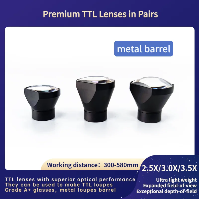 New Arrival TTL Rectangle Lenses In Pairs 2.5X/3.0X/3.5X(Through The Lenses) The Len Used To Make TTL Dental Surgical Loupes