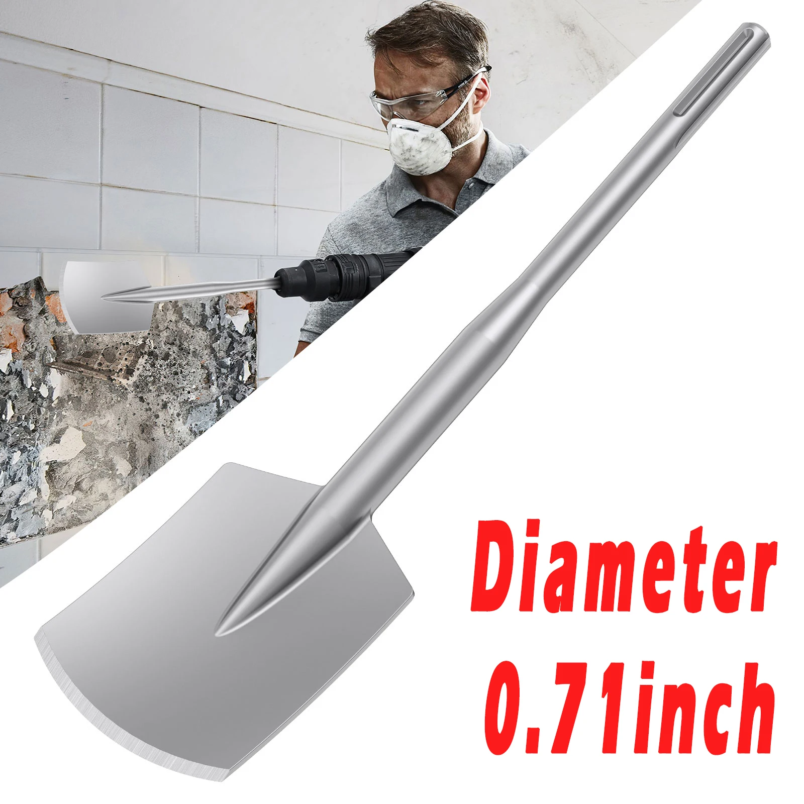 

SDS-Max Hammer Bar Clay Spade 45x11cm Demolition Hammer Uniform Force Chisel Bit for Excavate Frozen Soil Hard Asphalt Gravel