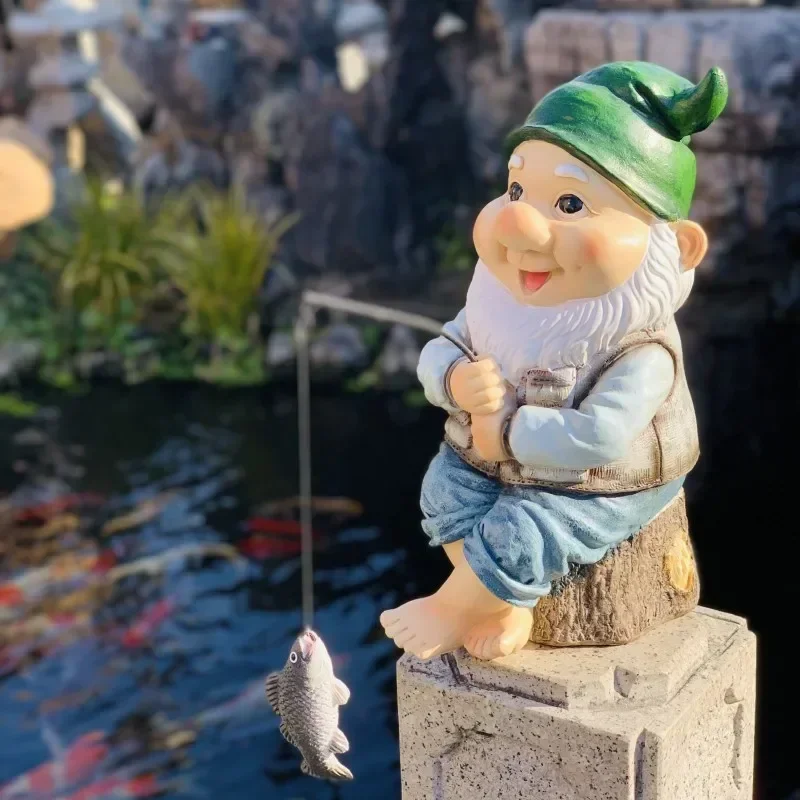 Garden Statues Resin Sculptures Cute Fishing Gnome Garden Gnome Statue Gift Outdoor Garden Decoration Garden Decor