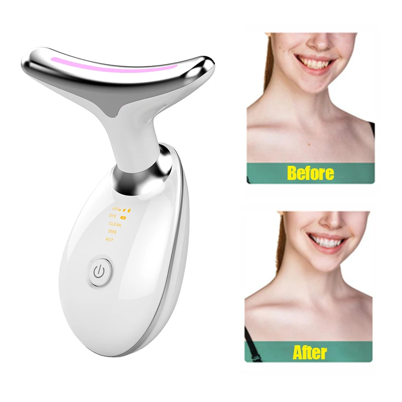 Neck Face EMS Thermal Neck Lifting and Tighten Massager Electric Microcurrent Wrinkle Remover LED Photon Face Beauty Device