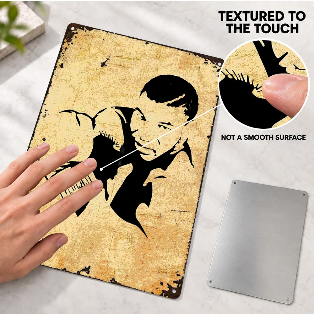 Muhammad Ali Boxing Silhouette Textured Metal Poster Personalized Aluminum Sign Vintage Stencil Graphic Wall Art For Game Room
