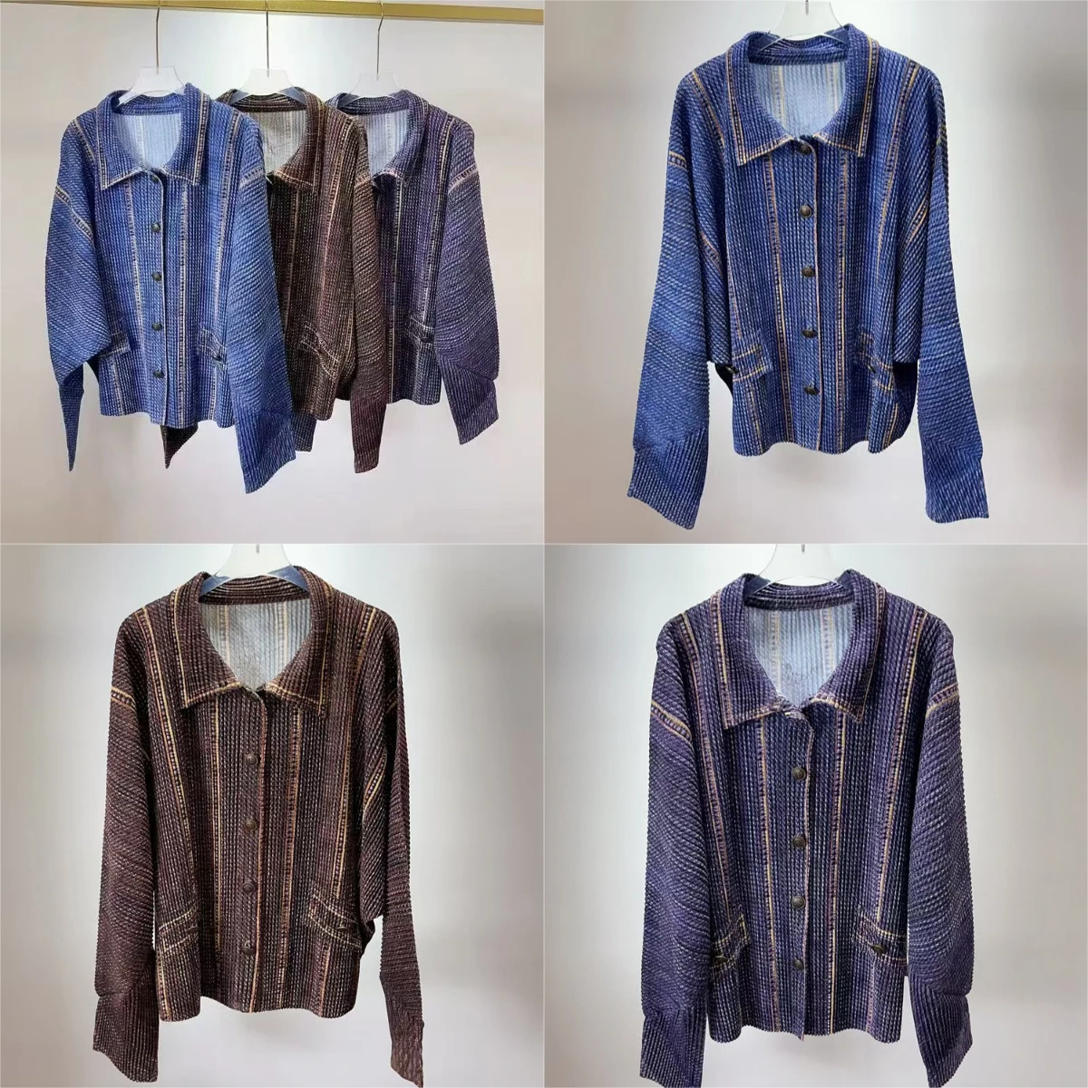 Miyake Pleated Jacket 2025 Autumn and Winter New Style Fashionable Loose Pleated Single Breasted Long Sleeved Pleated Cardigan